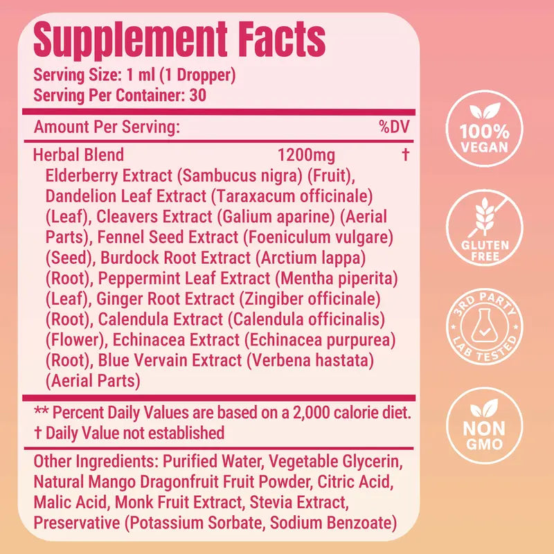 LeeFar Cutting Drops - Mango Dragonfruit Debloat & Lymphatic Support (30 Servings)