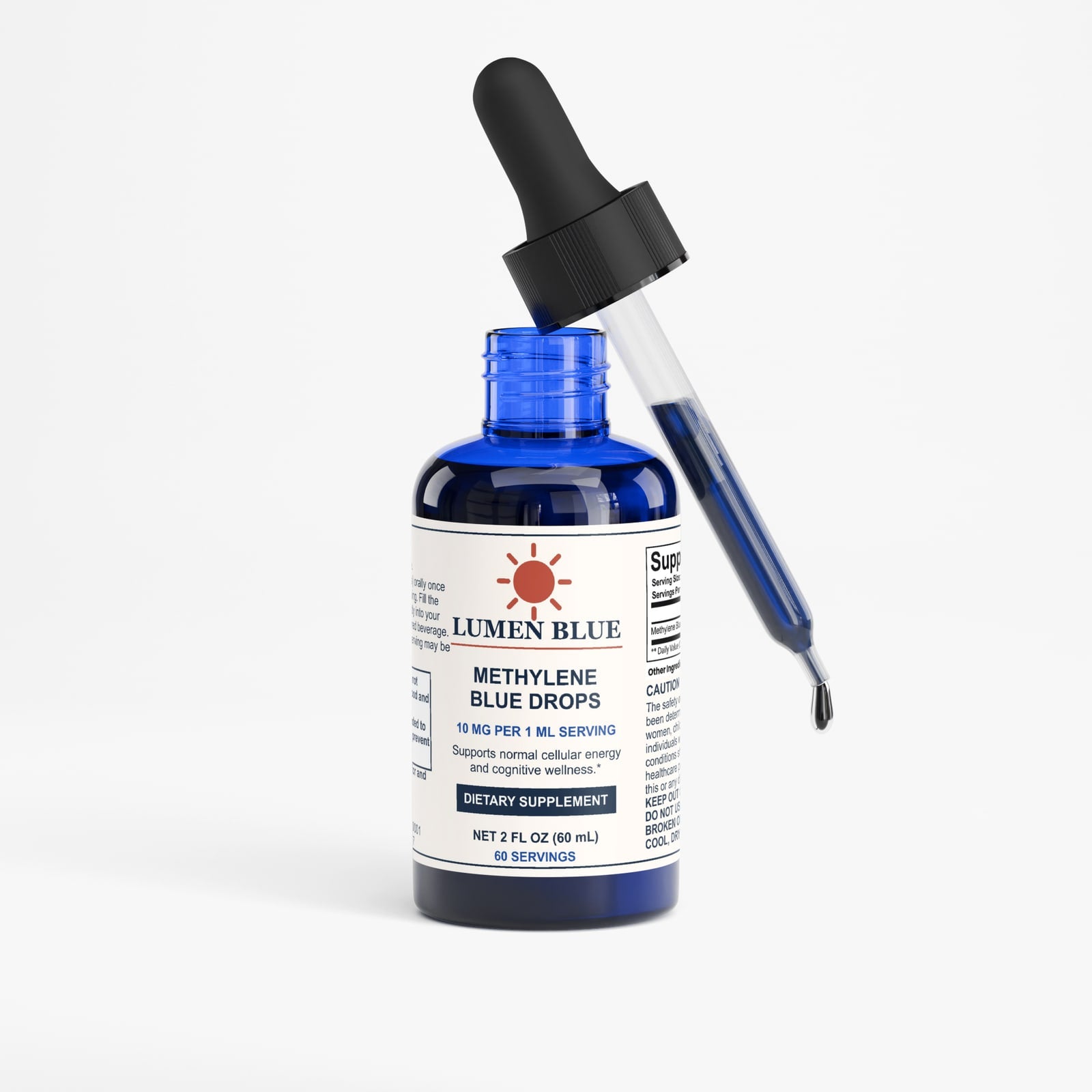 Lumen Blue Methylene Blue Drops bottle with measured dropper